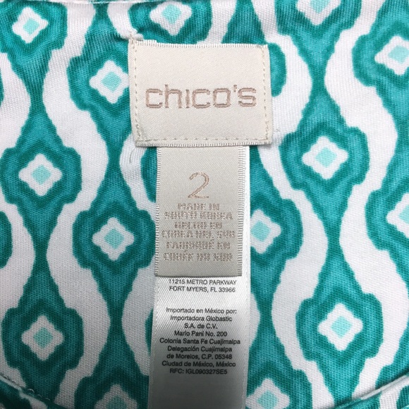 Chico's Women's Green & White SS Top Size 16 - Picture 3 of 6